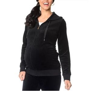 MOTHERHOOD MATERNITY SIZE MEDIUM ZIP FRONT VELOUR HOODIE SWEATSHIRT